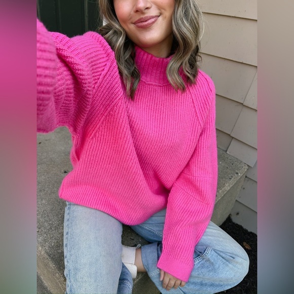 Free People Sunbeam Sweater in Hot Pink - Picture 1 of 7